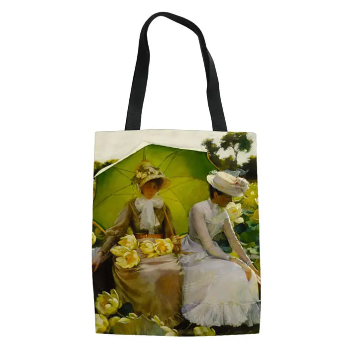Известный Ван живопись женские парусиновые сумки для покупок Повседневная Экологичная, вместительная сумка на плечо универсальная летняя пляжная сумка - Цвет: LMQ365Z22