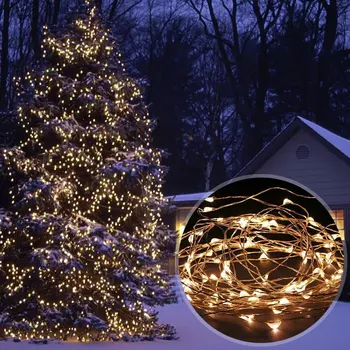 

Solar Powered 33ft 10m 100 LEDs Starry String Lights, Copper Wire Lighting for Gardens, Homes Christmas Party (Warm White)