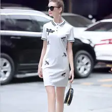 Летние Детские платья для девочек-подростков; платья для девочек с отложным воротником; платье для студентов; платье для подростков с маленькими стрекозами, украшенное бисером