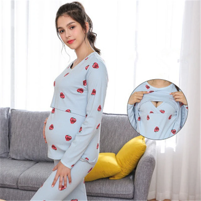 100% Cotton Postpartum Women Clothes Set Breastfeeding Sleepwear Maternity  Pajamas Set Camison Lactancia Hospital Nursing