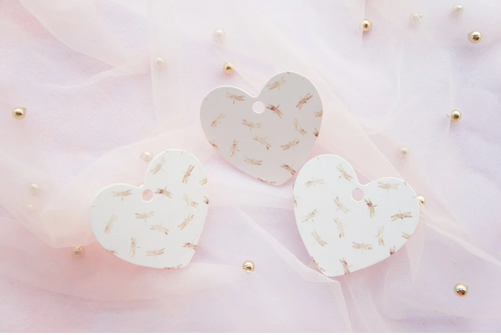 Романтическая стрекоза, 50 шт., бумажные этикетки в форме сердца, декор для упаковки, этикетки, свадебная бирка для подарков, этикетка для скрапбукинга, сделай сам