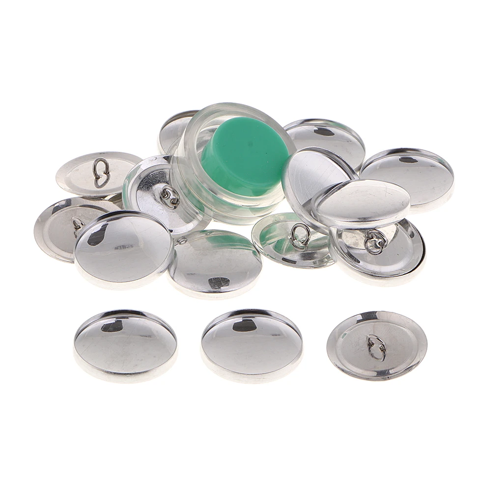 10x DIY Metal Cover Buttons with Loop and Cloth Blank Back Cover Buttons and Assembly Tool Kit for DIY Fabric Cloth Cover Button