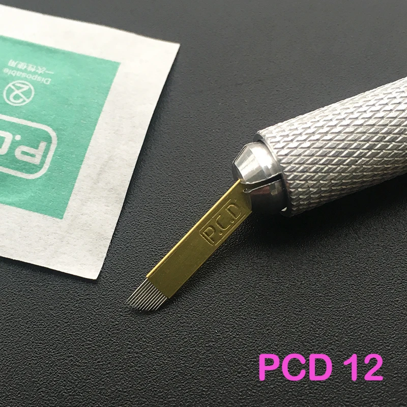 PCD12 Pin 50 шт. перманентного макияжа бровей татуировки лезвие Microblading иглы лезвие для 3D вышивка ручной татуировка перо Жесткий диск