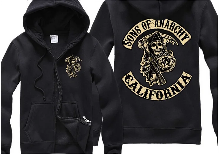 Sons of anarchy HENGFURUI Hoodies Mens Sons anarchy samcro Kaus pria hoodie  zipper mode Hitam Abu abu Kasual sudaderas|zipper blue|fleeczipper hat -  AliExpress