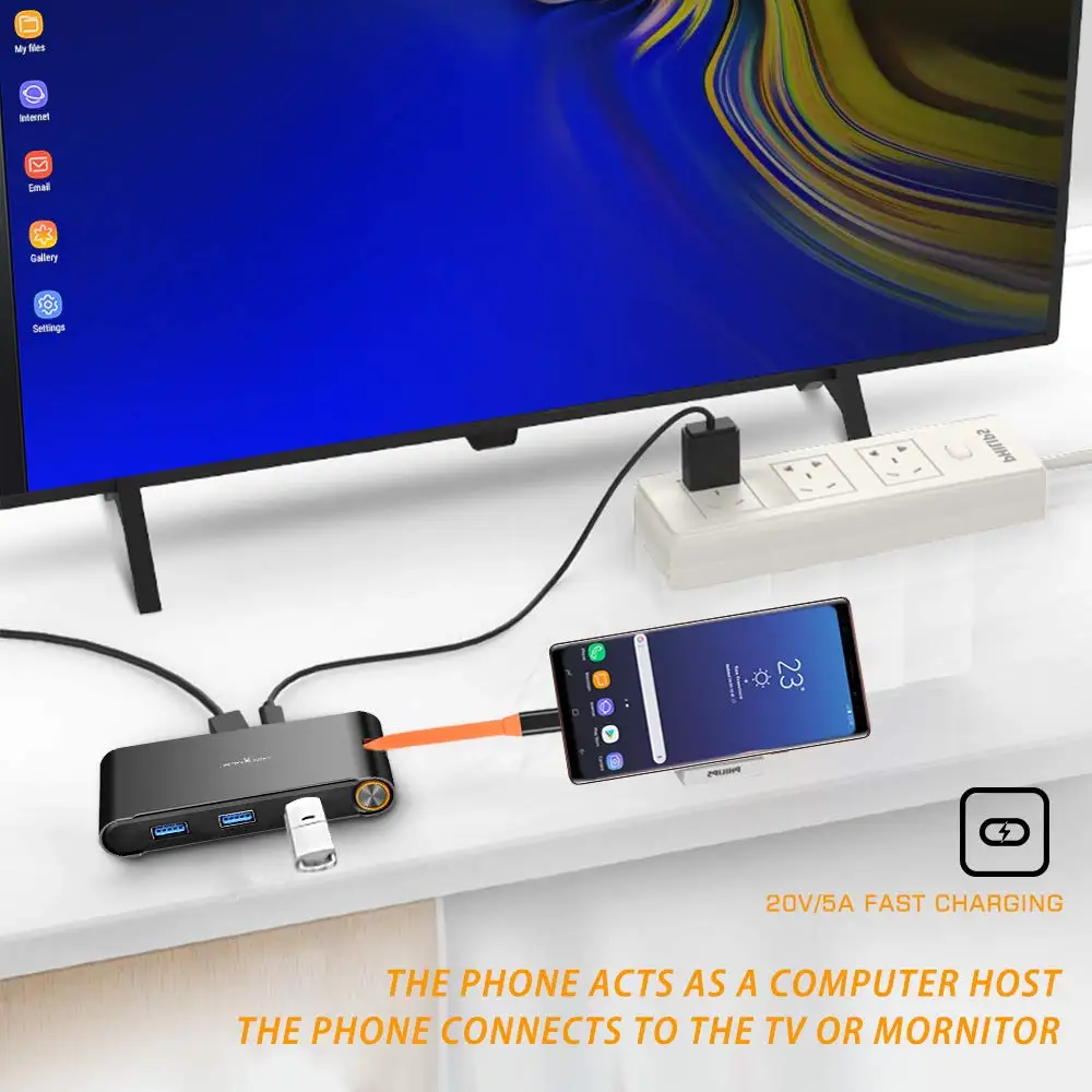 James burro 7 en 1 USB C Thunderbolt 3 Hub portátil Universal Docking Station con HDMI/VGA y Gigabi