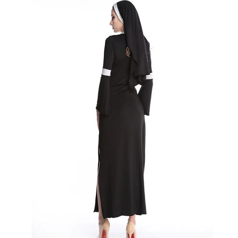 Sexy Adult Women's Halloween Costume Sexy Mother Superior Arabia Nun Costumes Fantasy Cosplay Costume Hoodie Nuns Costume Dress (4)