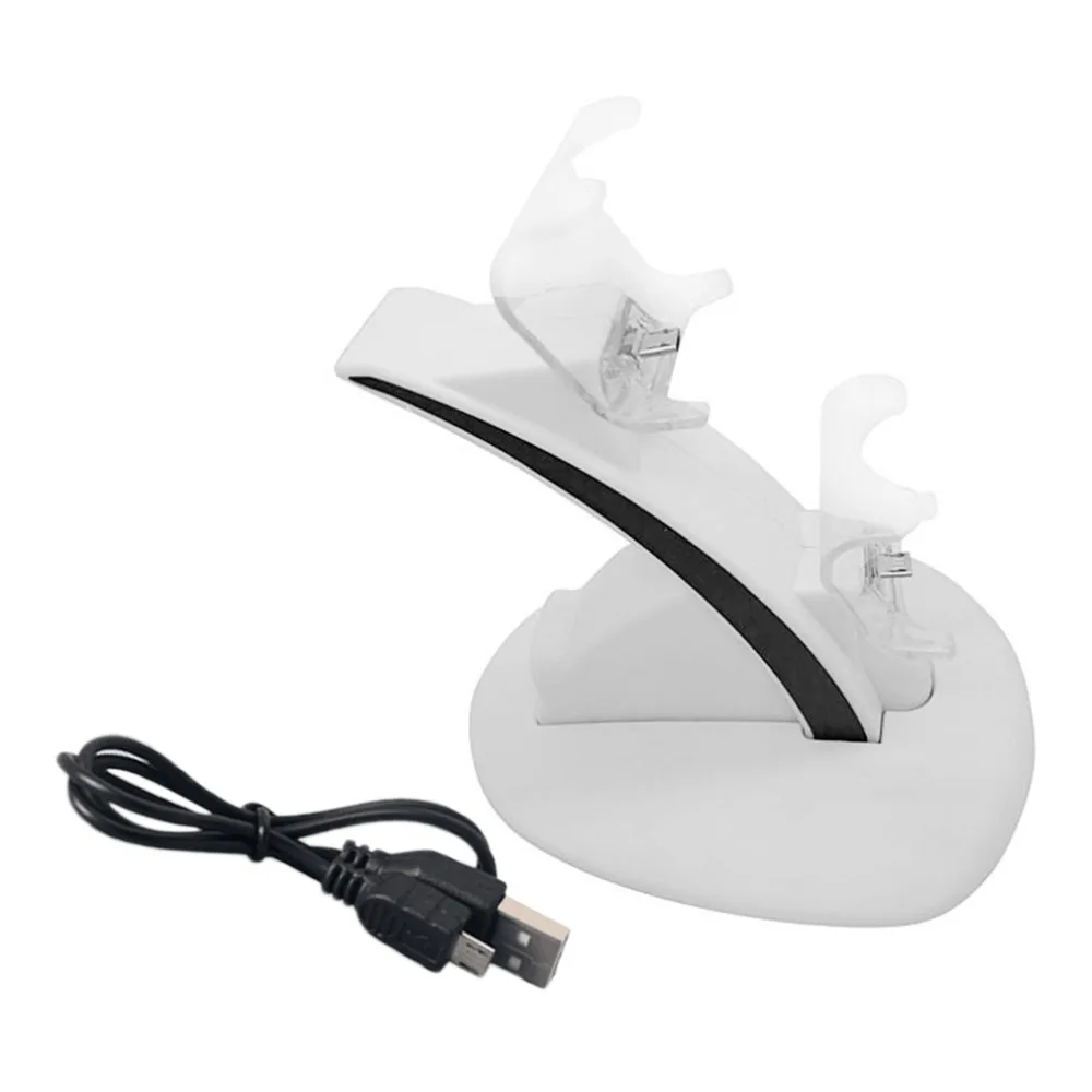 LED Micro USB двойной док-станции Зарядное устройство Стенд белый для Playstation 4 для ps 4 Slim контроллер с USB кабель