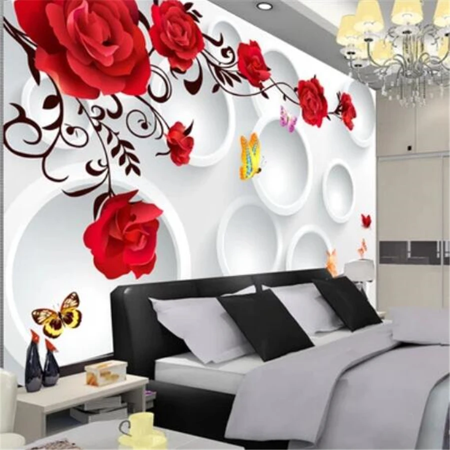 beibehang Custom wallpaper 3D mural circle rose romantic love background wall living room bedroom wall papers home decor mural