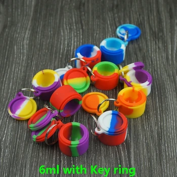 

6ml Wax Containers Rotatable Nonstick Wax Containers Silicone box with key ring 50pcs by DHL free shipping