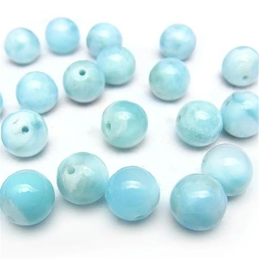 

Free Shipping 9mm Genuine Natural Larimar Stone Round Beads Jewelry Women Necklace Bracelet Blue DIY Loose Bead