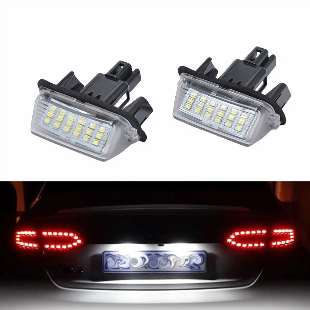 

LED Light Bulbs For Cars Direct Replacement Of White 2X 18LED License Plate Lights For Toyota Yaris Car Accessories