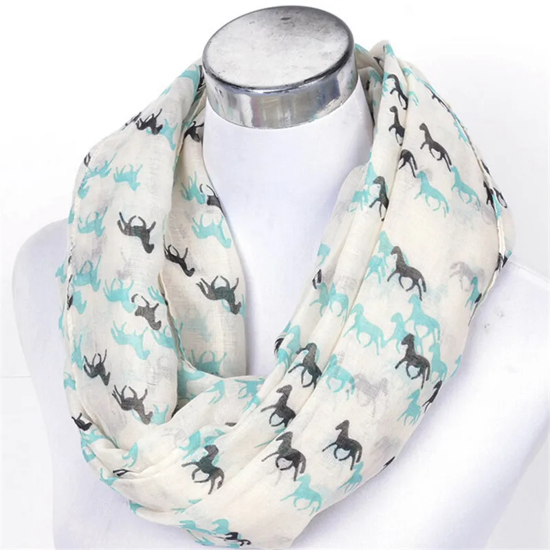 Fashion Animal Print Mini Horse Infinity Scarf Snood Running Horse