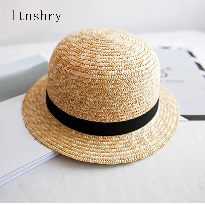 Новинка года; летняя Солнцезащитная шляпа; козырек для женщин; Детская кепка; милая детская шляпа с ленточным куполом; короткая соломенная шляпа; пляжные шляпы; модное качество - Цвет: 1