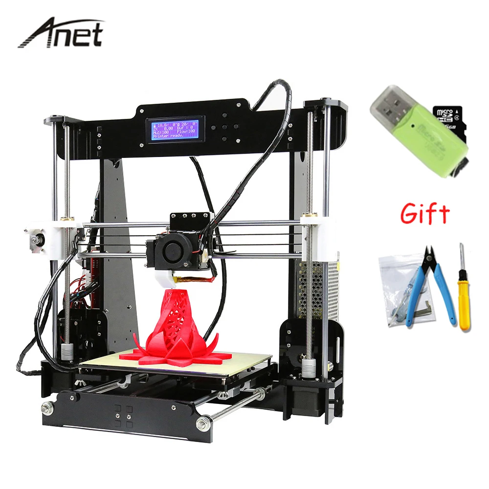 Оригинальный Anet A8 impressora 3D принтеры Поддержка ABS PLA древесины ПВА PP 3d DIY Kit печати