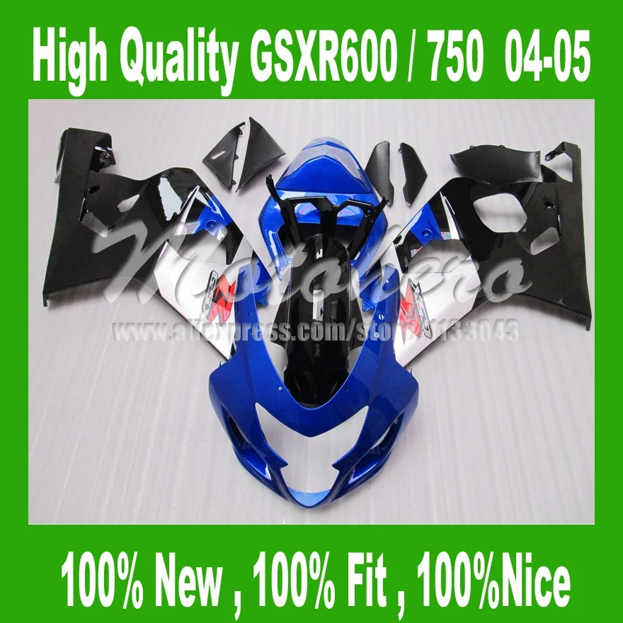 Комплекты обтекателей для SUZUKI GSXR 600 K4 GSX-R600 # D5T22 GSX-R750 04 05 GSXR600 R 750 2004 2005 черно-голубые