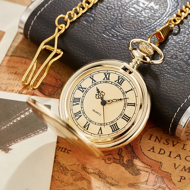 Reloj De Bolsillo De Cuarzo Para Hombre Y Mujer, Pulsera Con Números  Romanos Retro De Bronce, Colgante Vintage, Cadena De Suéter Fob/cadena  Colgante - Relojes De Bolsillo - AliExpress