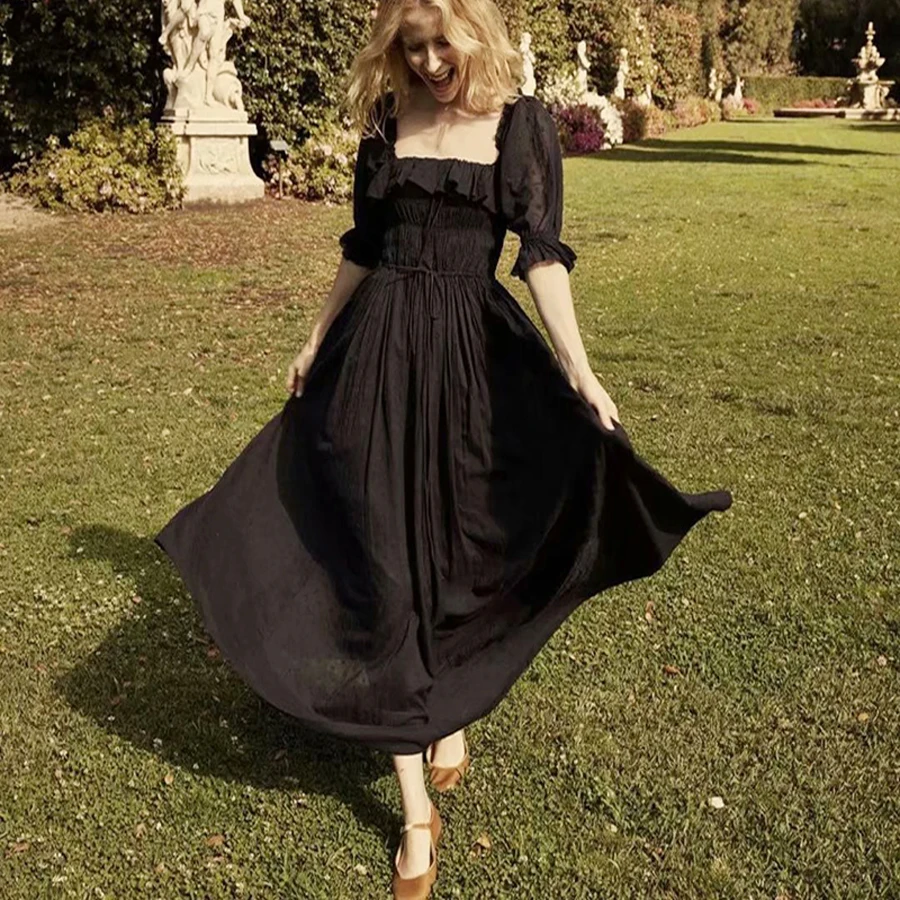 Женское винтажное длинное Хлопковое платье TEELYNN boho летнее из жаккардовой ткани с