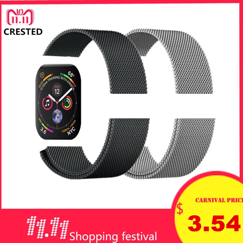 Хохлатая Миланская петля для Apple Watch series 4 мм 44 мм/мм 40 мм нержавеющая сталь iwatch series 3 2 1 мм 42 мм/мм 38 мм запястье браслет ремень