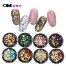 OMlove микс ногтей Кристаллы горный хрусталь Украшение для корейского дизайна ногтей 3D Стразы для украшения для ногтей DIY маникюрные
