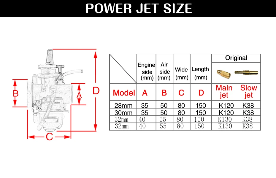 ZSDTRP Универсальный мотоциклетный карбюратор Carburador 28 30 32 34 мм Keih PWK с мощностью Jet Carb Dirt Pit Bike Скутер ATV UTV