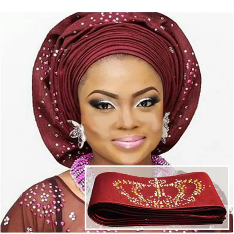 Promotion African aso oke headtie Multi-colored Newest african wrapper 8.6meters for party | Дом и сад