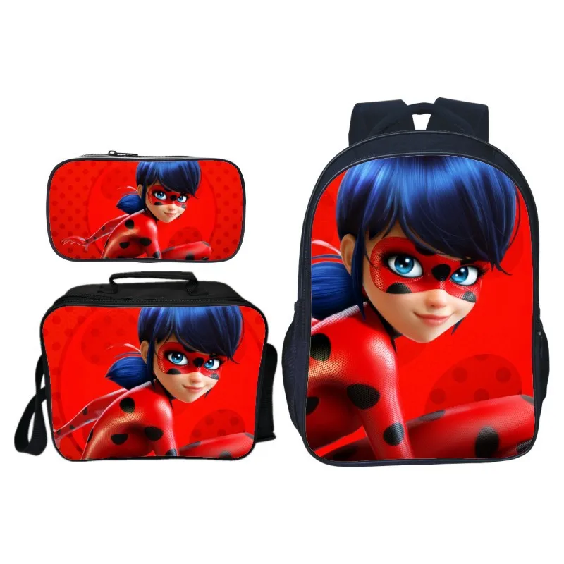 

Cartoon Miraculous Ladybug School Bags 3 pieces set for Girls Boys Teenager Cute Kids Backpack Children's Rucksack