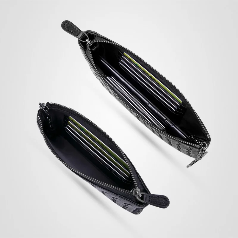 Beste Schapenvacht Gebreide Sleutel Tas Rits Nul Portemonnee Dames Korte Wallet Real Leather Handset Met Coin Bag Credit Id Business Bank kaart