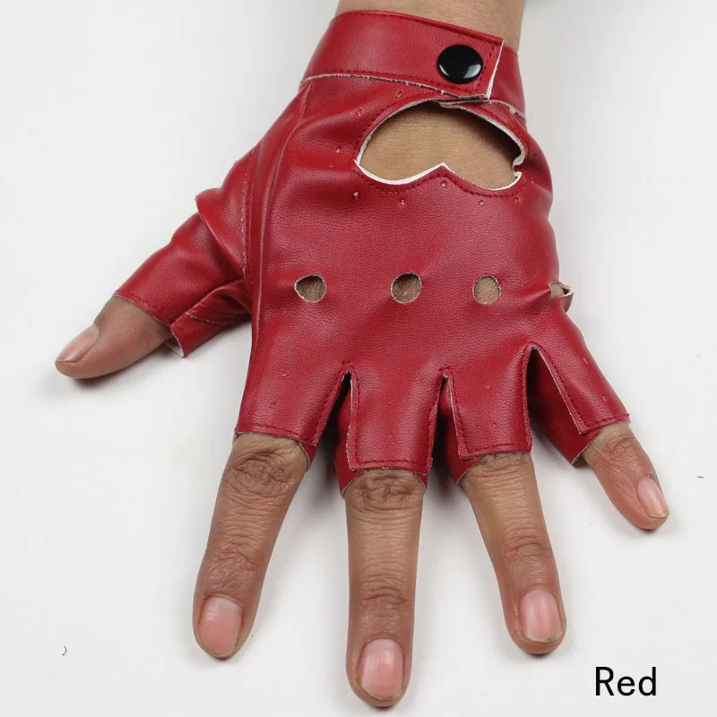 Высокое качество! Кожаные женские перчатки для танцев черные дамские перчатки для вечерние митенки без пальцев женские перчатки длинные Хранители - Цвет: Red