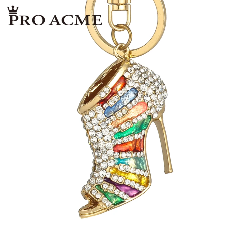 

Pro Acme Crystal High Heel Shoe Keychain Key Rings Car Accessories 3D Fashion Women Keychain For The Keys Chaveiro PWK0035