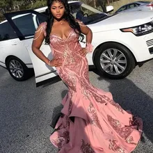 Последние Aso Ebi стили выпускного вечера вечерние платья блестками розовый Русалка Плюс Размер свадебное Выходное платье Индивидуальный размер и цвет
