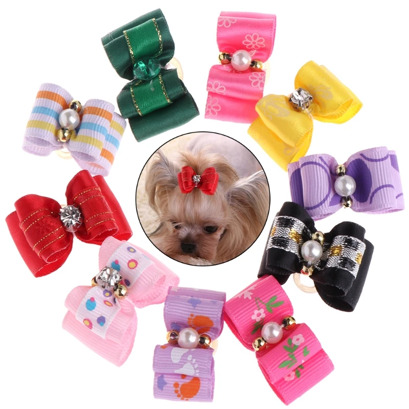 10 Pcs font b Pet b font Hair Clip Bow Knot Grooming Headdress Dog Cat Decoration