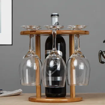 

Wine Glass Drying Rack and Bottle Holder, Wooden Wine Storage Glasses Hook Stand Organizer Tray with a Free Wooden Corkscrew Ope