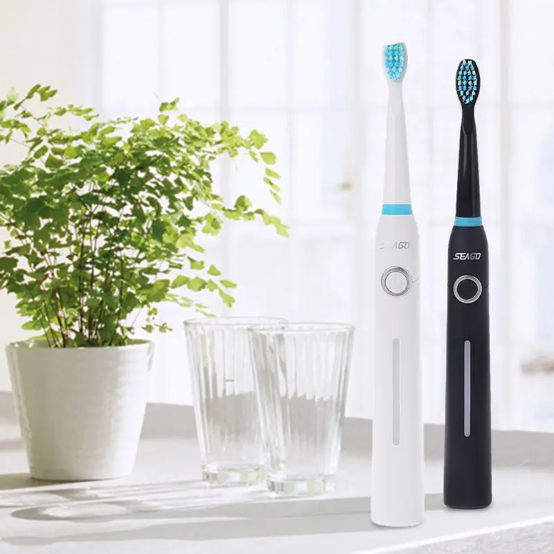

1 Set Seago Sonic Waterproof Electric Toothbrush Adult Timer Brush USB Rechargeable Tooth Brushes with 3pcs Replacement Head