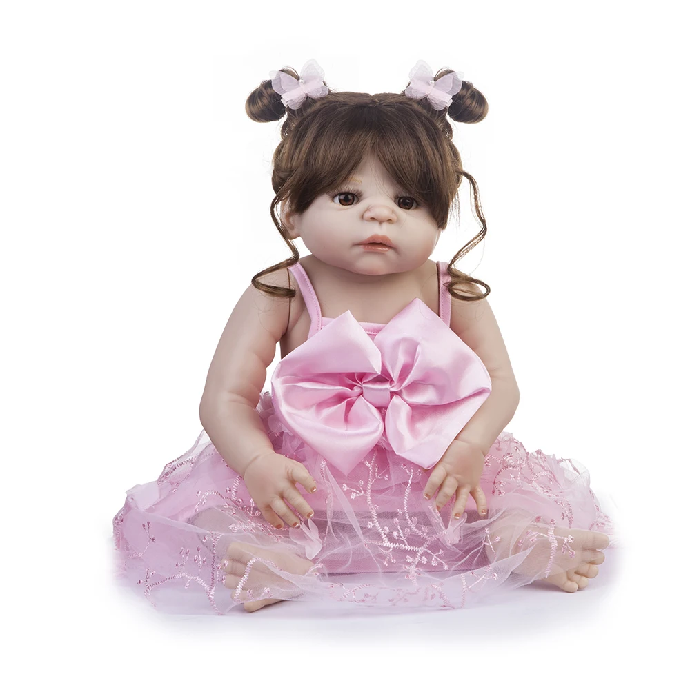 

22" 55 cm Full Body Silicone Reborn Baby Girl Doll Toys Realistic Newborn Princess Toddler Boneca For Birthday Present