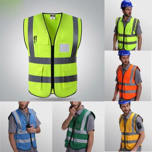 

Outdoor Work Useful Tool Men Women Safety Protection Vest high Visibility Reflective Jacket Security Waistcoat Fluorescent vest