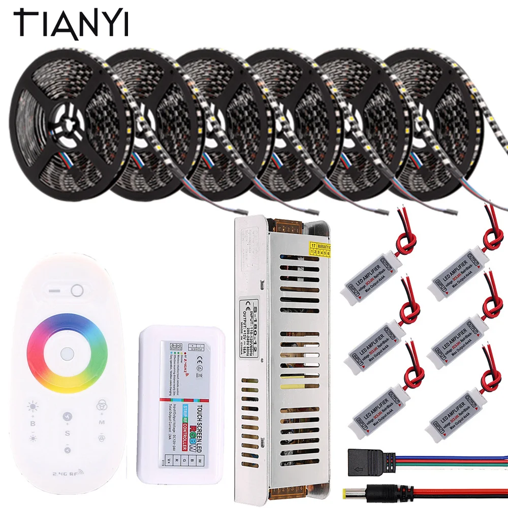 Rgbww RGBW RGB Светодиодные ленты Водонепроницаемый 5050 черные платы DC12V светодиодный