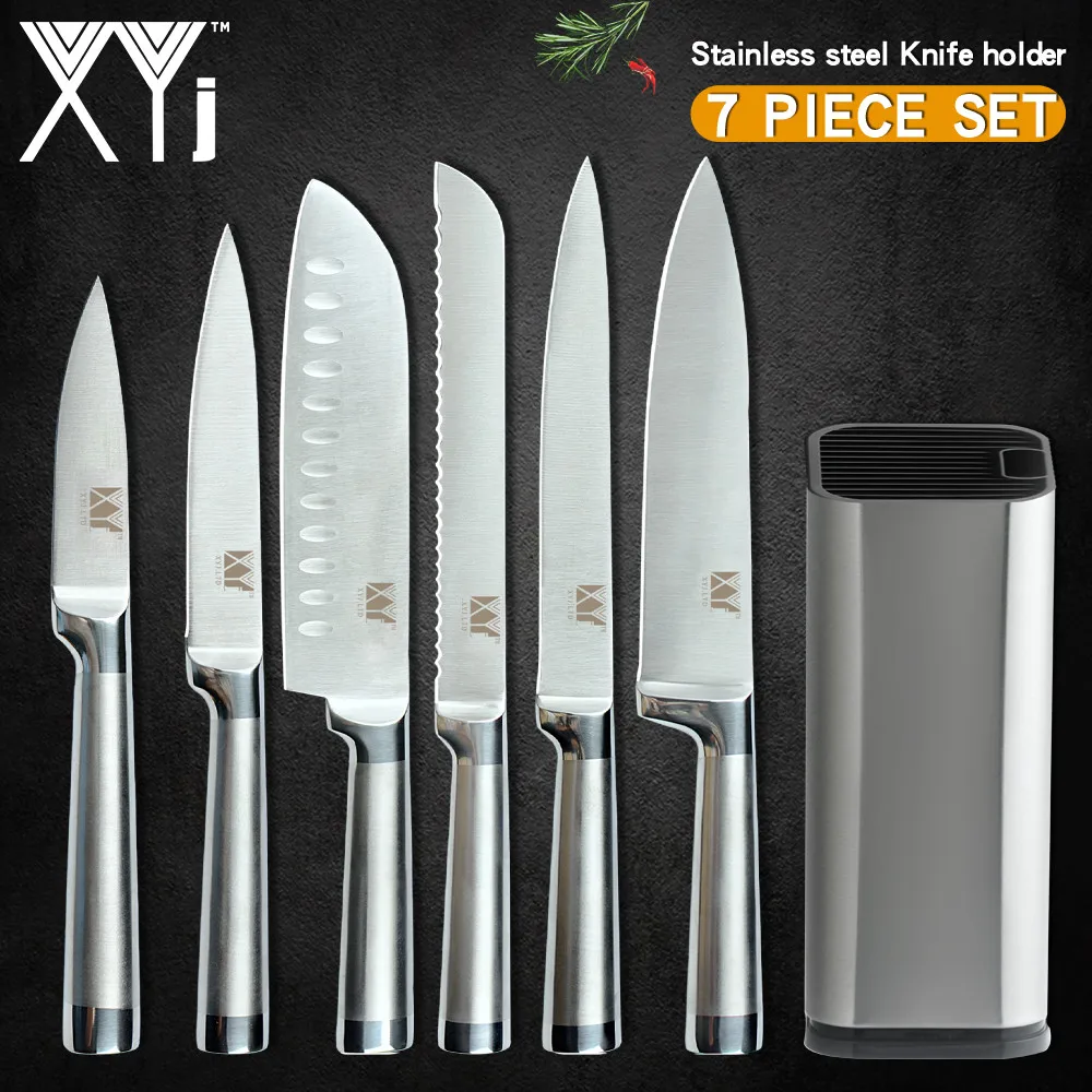 

XYj Stainless Steel Cooking Knife Set 7cr17 High Carbon Blade Comfortable Knives 8'' Knife Stand Holder Cooking Accessories