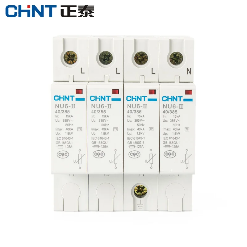 CHNT CHINT устройство для защиты солнечной системы 1P 2P 3P 4P 15kA 40KA 65KA 100KA NU6-II 40/385 молниеотвод Защита электрической системы 385 в переменного тока