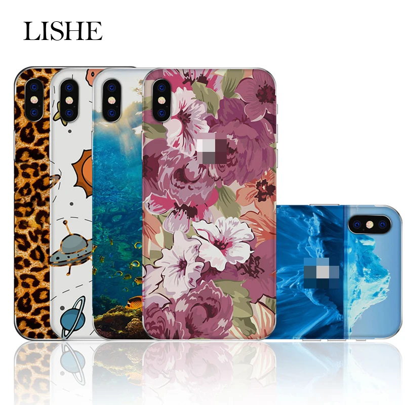 

Leopard Blossom Flower Flower Sea Iceberg Stickers Skin For iPhone 6 6S 7 8 Plus X 5 5S SE Half Wrap PVC Glue Back Films Sticker
