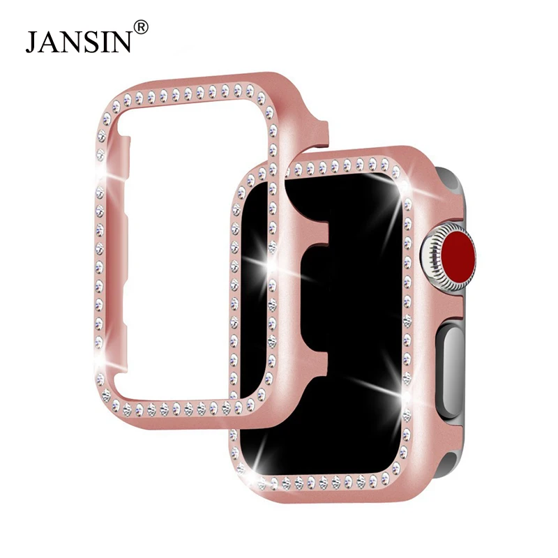 Чехол для часов JANSIN для apple watch series 5, 4, 3, 2, защита экрана, Алмазный защитный чехол для apple watch, чехол 38 мм/42 мм/40 мм/44 мм