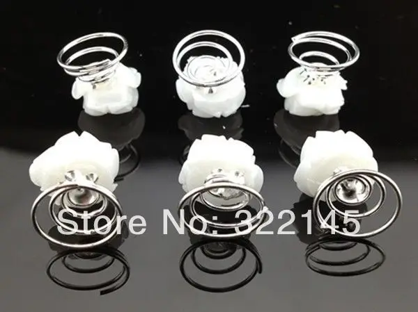 100PCS White Rose Flower Bridal Wedding Hair Twists Spins Pins Hair Accessory H99