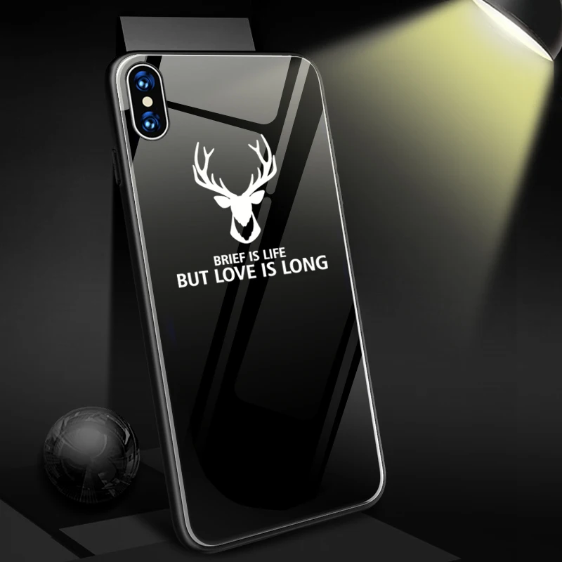 

Christmas Deer Batman Luxury Luminous Tempered Glass Case For Samsung Galaxy s8 s9 s10 Plus Note 8 9 Back Cover For iphone XS