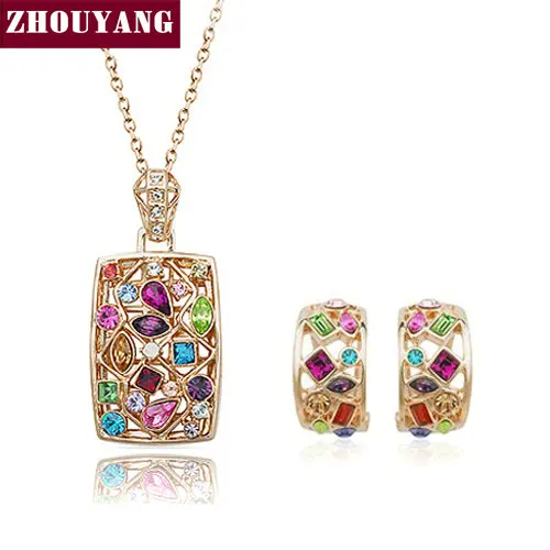 

Top Quality ZYS022 Rose Gold Color Noble Eaegance Jewelry Necklace Earring Set Made with Austrian Crystals