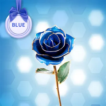 

1PCS 24K Gold Dipped Real Rose Plated Flower Golden romantic Birthday Wedding Decor Forever Preserved gifts #0315 A#487