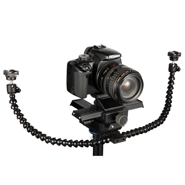 Meking Macro Shot Dual Arm кронштейн горячий башмак крепление осьминог держатель вспышки с шаровой головкой для Speedlite DSLR камера штатив пластина