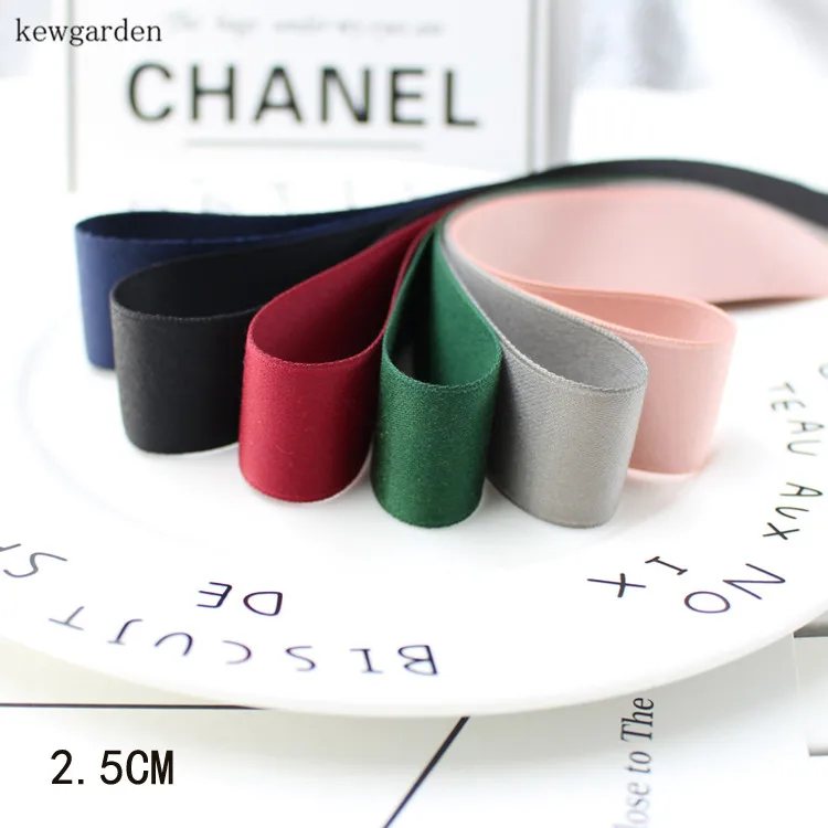 

Kewgarden 25mm 2.5cm Solid Color Cotton Satin Ribbons Handmade Bowknot Ribbon DIY Riband Garment Accessories 6M/Lot