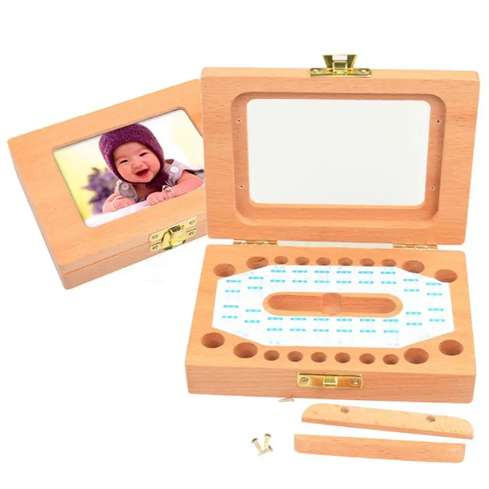 

Wooden Children's Photo Frame baby Deciduous teeth Storage Box Kids Teeth Storage Box baby hair preservation