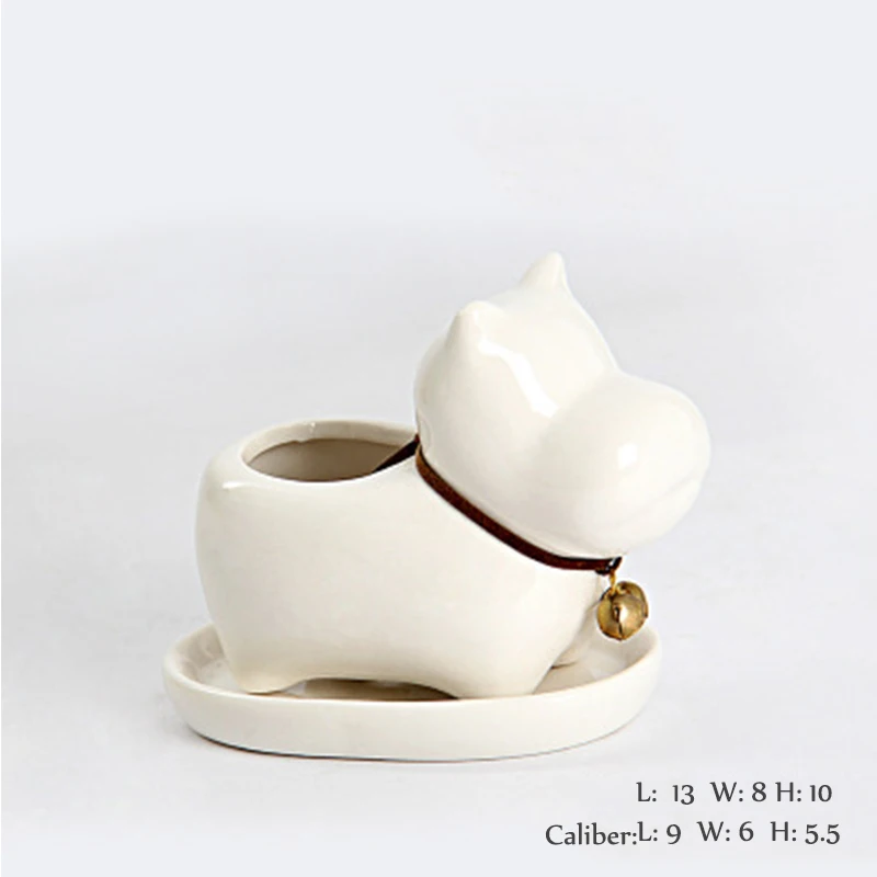 

Ceramic Cartoon Animal Cat Elephant Rabbit Shape Table Vase with Small Bell Flowerpot Bonsai Wedding Home Decoration Accessories