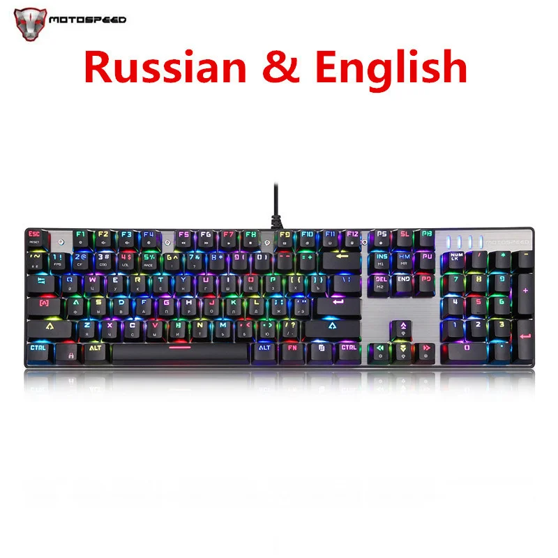 Русская клавиатура motospeed CK104 Проводная Механическая 104 ключей RGB с подсветкой