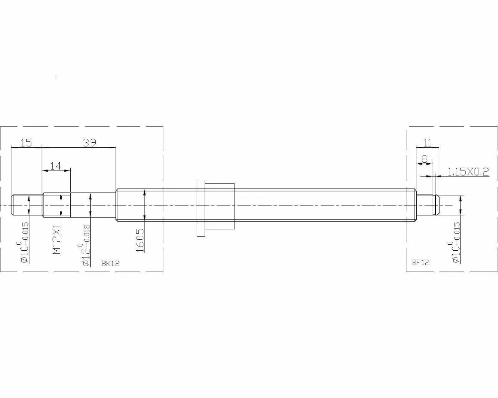 DFU1605 комплект: DFU1605 L350mm проката ШВП C7 в 16 мм с конца обработанные+ DFU1605 шариковая гайка